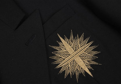 JUNKO KOSHINO Front Embroidery Wool Jacket Black/Gold Size M