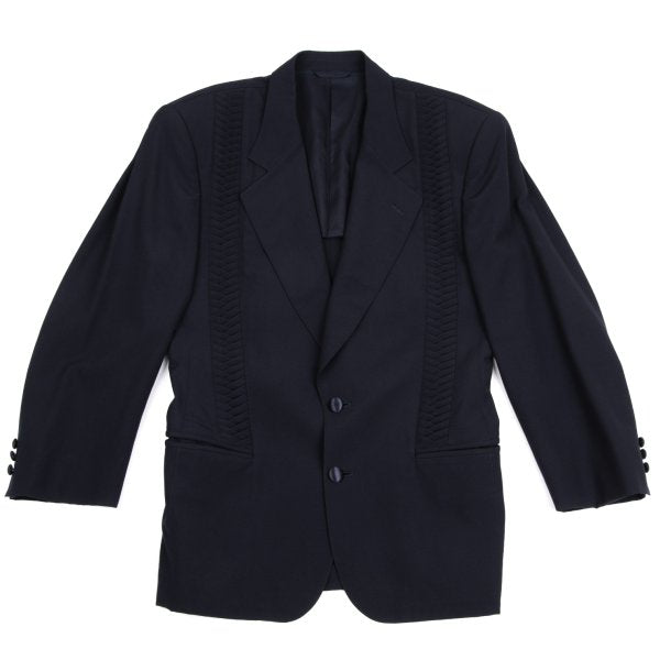 CLAUDE MONTANA Front Tuck Design Wool Jacket Navy Size 46
