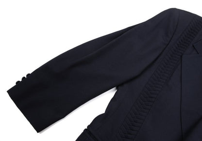 CLAUDE MONTANA Front Tuck Design Wool Jacket Navy Size 46