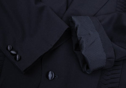CLAUDE MONTANA Front Tuck Design Wool Jacket Navy Size 46