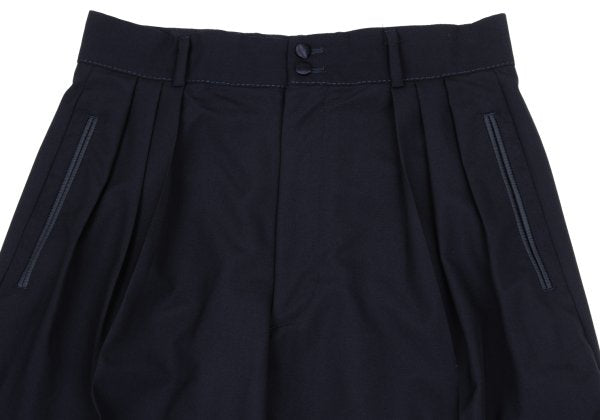 CLAUDE MONTANA Wool Three-Tuck Tapered Pants Navy Size 46