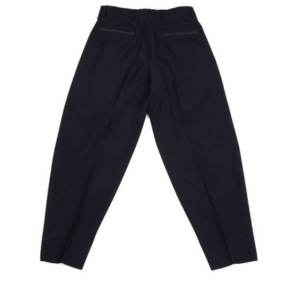 CLAUDE MONTANA Wool Three-Tuck Tapered Pants Navy Size 46