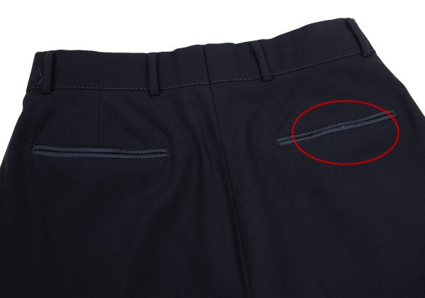 CLAUDE MONTANA Wool Three-Tuck Tapered Pants Navy Size 46