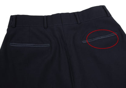 CLAUDE MONTANA Wool Three-Tuck Tapered Pants Navy Size 46