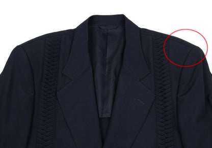 CLAUDE MONTANA Front Tuck Wool Jacket Navy Size 46