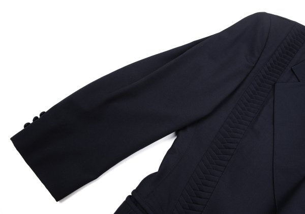 CLAUDE MONTANA Front Tuck Wool Jacket Navy Size 46