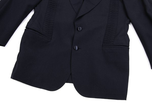 CLAUDE MONTANA Front Tuck Wool Jacket Navy Size 46
