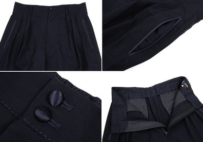 CLAUDE MONTANA Front Tuck Wool Jacket Navy Size 46