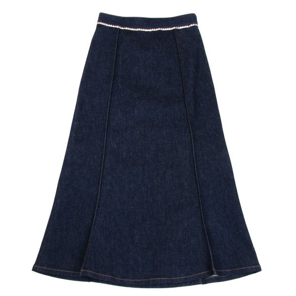 CHLOE Metal Embellished Pleated Denim Skirt Indigo Size 34