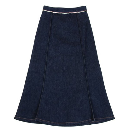 CHLOE Metal Embellished Pleated Denim Skirt Indigo Size 34