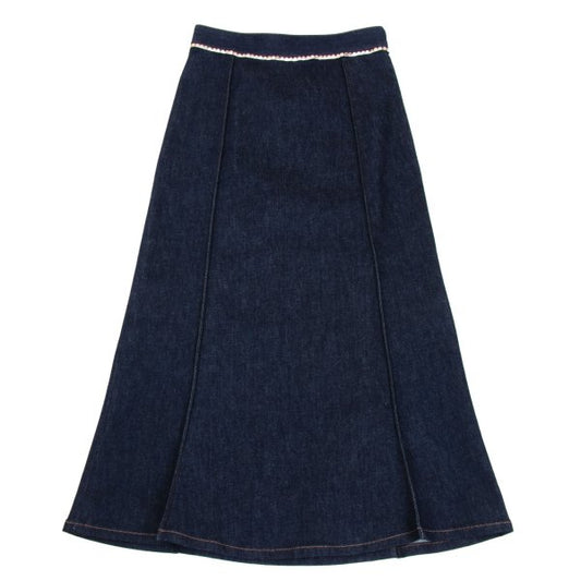 CHLOE Metal Embellished Pleated Denim Skirt Indigo Size 34