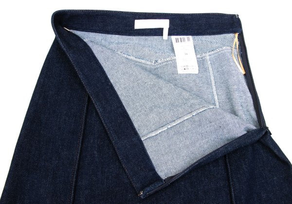 CHLOE Metal Embellished Pleated Denim Skirt Indigo Size 34
