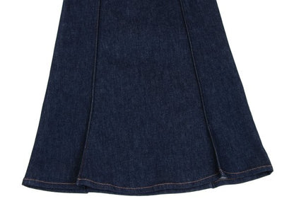 CHLOE Metal Embellished Pleated Denim Skirt Indigo Size 34