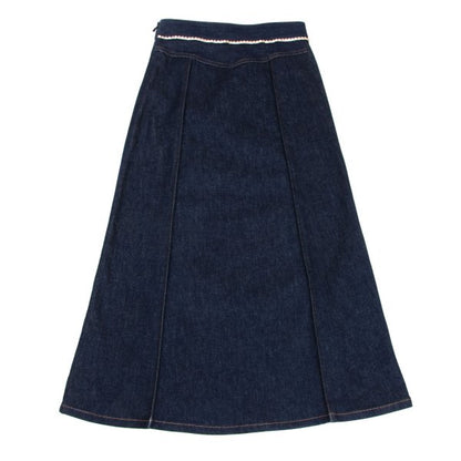 CHLOE Metal Embellished Pleated Denim Skirt Indigo Size 34