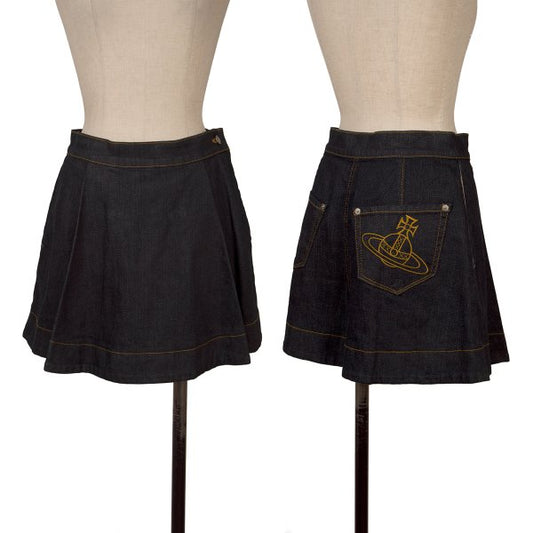 Vivienne Westwood Orb Embroidered Pleated Shorts Blue Size 2