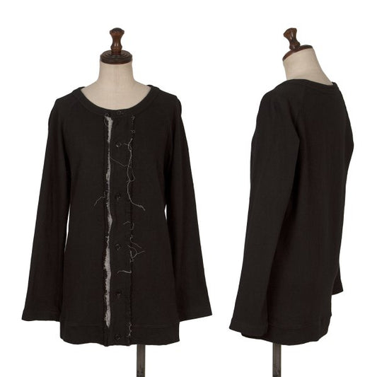 Y's Cotton Cut-Off Raglan Sleeve Cardigan Black Size 2