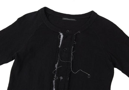 Y's Cotton Cut-Off Raglan Sleeve Cardigan Black Size 2