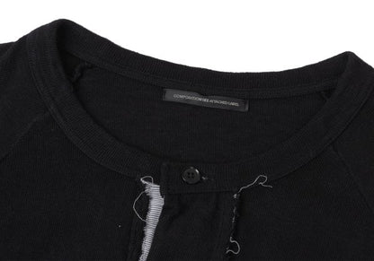 Y's Cotton Cut-Off Raglan Sleeve Cardigan Black Size 2