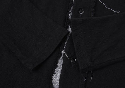 Y's Cotton Cut-Off Raglan Sleeve Cardigan Black Size 2