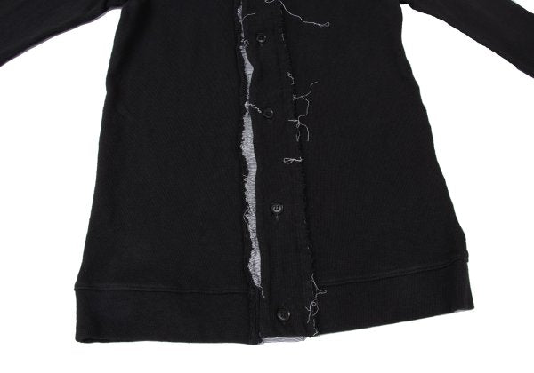 Y's Cotton Cut-Off Raglan Sleeve Cardigan Black Size 2