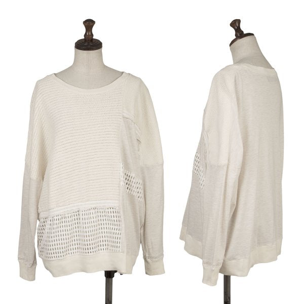 gomme Mixed Panel Design T-Shirt Off-White Size M