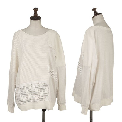 gomme Mixed Panel Design T-Shirt Off-White Size M