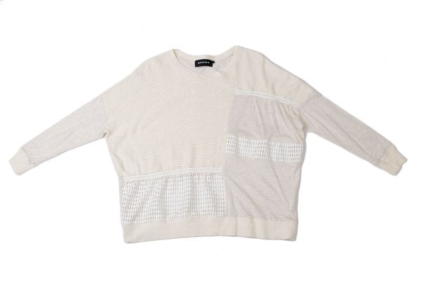 gomme Mixed Panel Design T-Shirt Off-White Size M