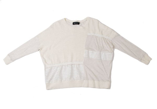 gomme Mixed Panel Design T-Shirt Off-White Size M