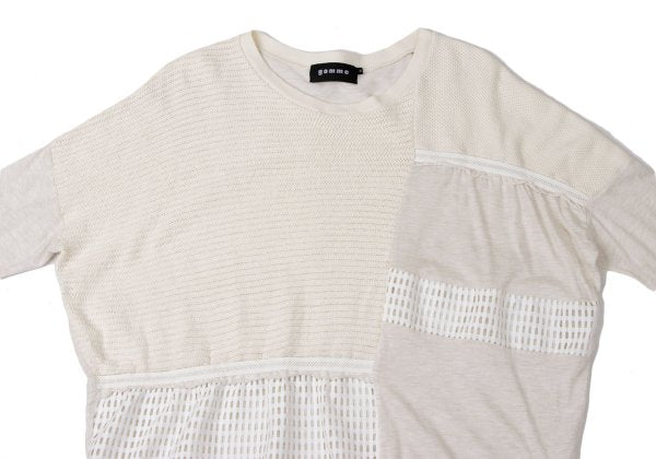 gomme Mixed Panel Design T-Shirt Off-White Size M