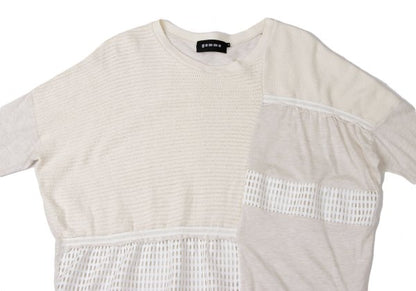 gomme Mixed Panel Design T-Shirt Off-White Size M