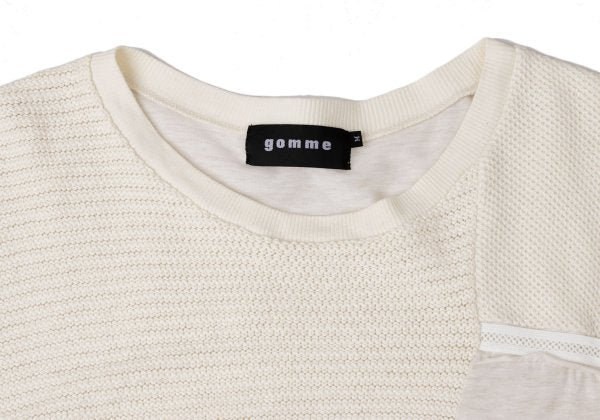 gomme Mixed Panel Design T-Shirt Off-White Size M
