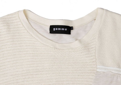 gomme Mixed Panel Design T-Shirt Off-White Size M