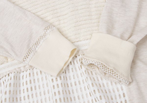 gomme Mixed Panel Design T-Shirt Off-White Size M