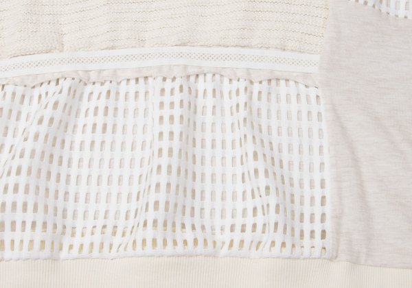 gomme Mixed Panel Design T-Shirt Off-White Size M