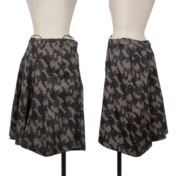 gomme Cotton Airplane Print Asymmetrical Skirt Gray Size S