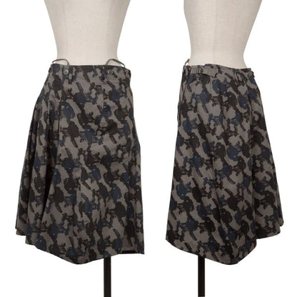 gomme Cotton Airplane Print Asymmetrical Skirt Gray Size S