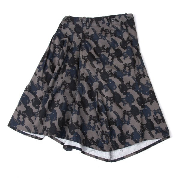 gomme Cotton Airplane Print Asymmetrical Skirt Gray Size S