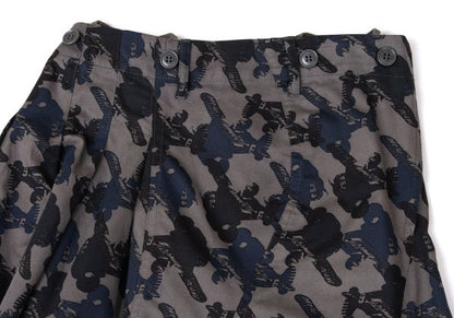 gomme Cotton Airplane Print Asymmetrical Skirt Gray Size S