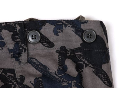 gomme Cotton Airplane Print Asymmetrical Skirt Gray Size S