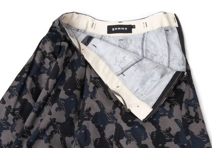 gomme Cotton Airplane Print Asymmetrical Skirt Gray Size S