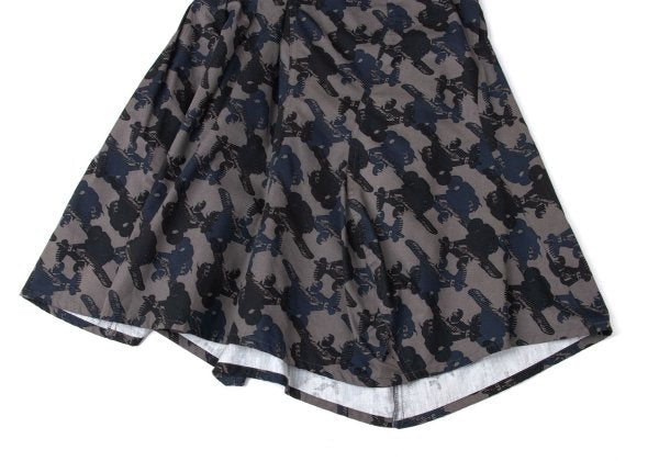 gomme Cotton Airplane Print Asymmetrical Skirt Gray Size S