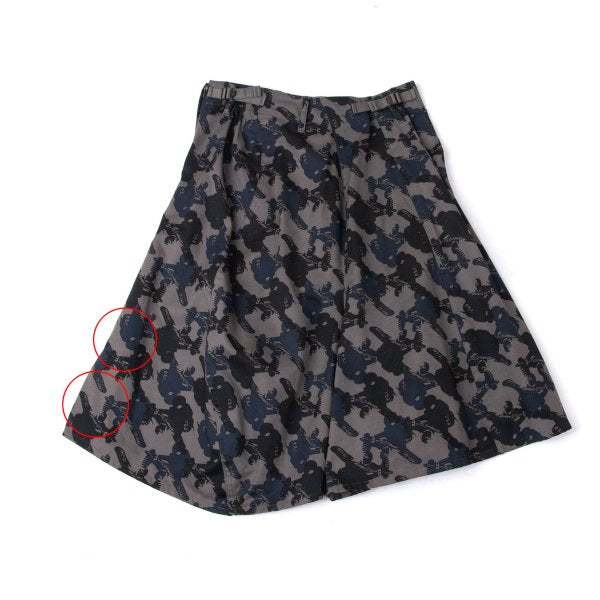 gomme Cotton Airplane Print Asymmetrical Skirt Gray Size S