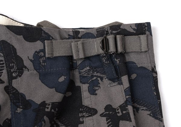gomme Cotton Airplane Print Asymmetrical Skirt Gray Size S