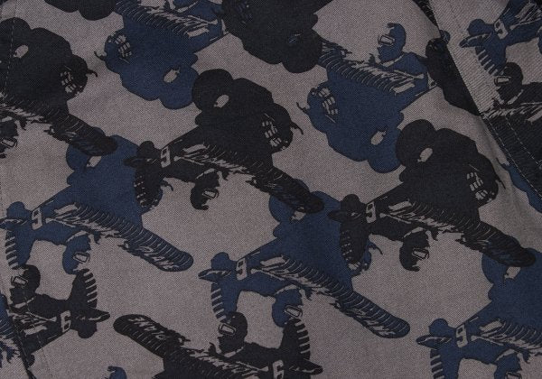 gomme Cotton Airplane Print Asymmetrical Skirt Gray Size S