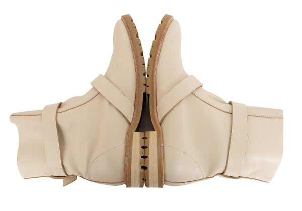 zucca Double Belt Leather Engineer Boots Beige Size 23.5CM