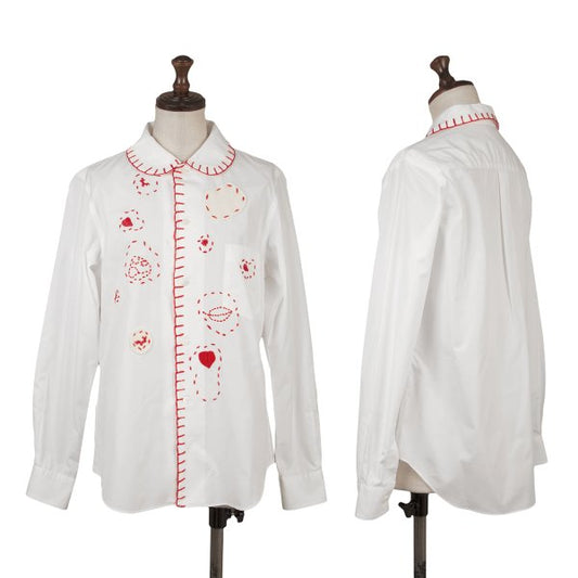 COMME des GARCONS Cotton Round Collar Shirt White Red Size M