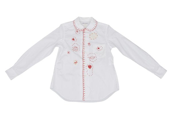 COMME des GARCONS Cotton Round Collar Shirt White Red Size M