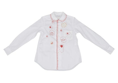 COMME des GARCONS Cotton Round Collar Shirt White Red Size M