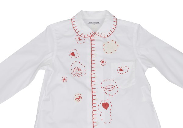 COMME des GARCONS Cotton Round Collar Shirt White Red Size M