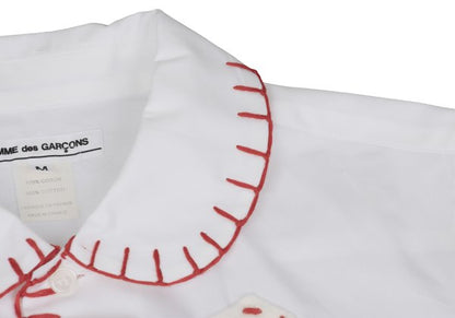 COMME des GARCONS Cotton Round Collar Shirt White Red Size M